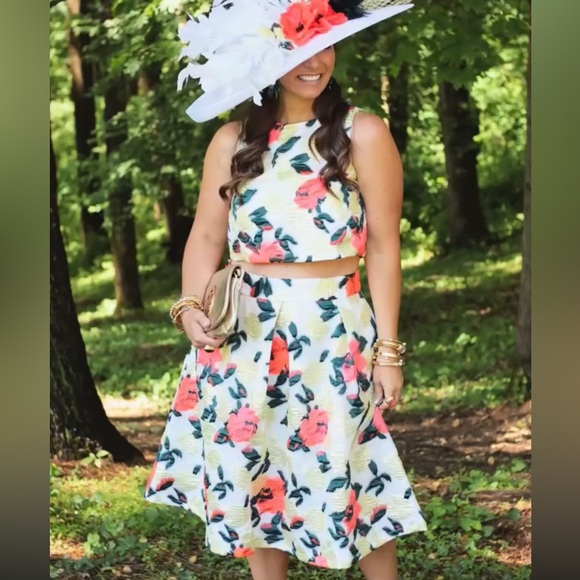 Chi Chi London Co-ord set floral print bright jacquard